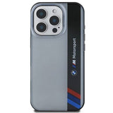 BMW Motorsport IML Vertical Stripe Case for iPhone 16 Pro 6.3" Grey - BMHCP16L23HTFEG