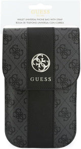 Guess 4G Round Classic Logo Stripes Universal Phone Pouch with Strap Black - GUWB6PG4S4RK