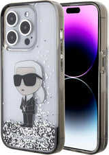 Karl Lagerfeld Liquid Glitter Ikonik Hardcase for iphone 15 Pro 6.1" Transparent - KLHCP15LLKKNSK