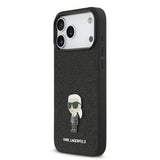 Karl Lagerfeld Fixed Glitter Karl Logo Metal Pin Hard Case for iPhone 17 Pro Max 6.9" Black - KLHCP17XGKNPSK