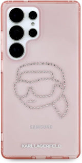 Karl Lagerfeld Rhinestones Karl Head Logo Case for Samsung Galaxy S25 Ultra 6.9" Pink - KLHCS25LHKHDCELP