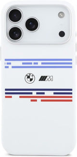 BMW M Series Silicone Horizontal Line Case with MagSafe for iPhone 17 Pro Max 6.9" White - BMHMP17X25SHOTSH