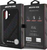 Mercedes Benz AMG Checkered Flag Pattern Case with MagSafe for iPhone 16 6.1" Black & Red - AMHMP16S2SCFR