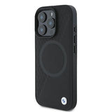 BMW Signature Leather Half Textured & Circle Case with MagSafe for iPhone 16 Pro 6.3" Black - BMHMP16L23RTPK