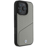 BMW Sign Leather Textured and Line Case with MagSafe for iPhone 16 Pro 6.3" Grey - BMHMP16L23RDCLG