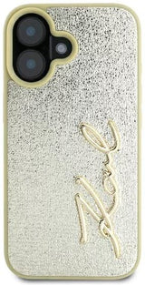 Karl Lagerfeld Metal Signature Case for iPhone 16 6.1" Gold - KLHCP16SPFMFBKMD