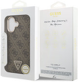 Guess PU Leather 4G Triangle Logo Gold Frame Case with MagSafe for iPhone 17 6.3" Brown - GUHMP17SP4GTDGMW