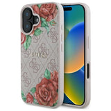 Guess 4G Flower Printed Hardcase with MagSafe for iPhone 16 6.1" Pink - GUHMP16SP4ROPEMCP