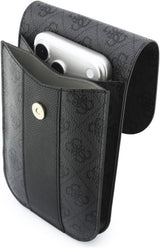 Guess 4G Round Classic Logo Stripes Universal Phone Pouch with Strap Black - GUWB6PG4S4RK