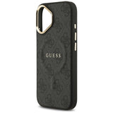 Guess PU Leather 4G Gold Frame Case with MagSafe for iPhone 17 6.3" Black -GUHMP17SP4MSEGCK