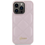 Guess Quilted Metal Logo Case for iphone 15 Pro Max 6.7" Pink - GUHCP15XPSQSQSP