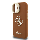 Guess PU Grained 4G Logo Stand Camera Frame Case for iPhone 16 6.1" Brown - GUHCP16SPCS4GSW