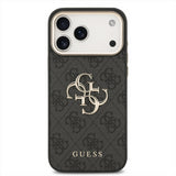 Guess PU Leather 4G Big Logo Gold Frame Case for iPhone 17 Pro Max 6.9" Black - GUHCP17X4GMGCGR