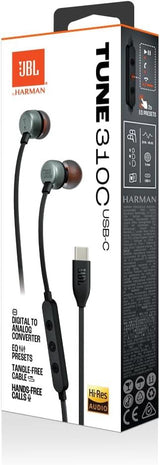 JBL Harman Tune 310C In Ear USB C Headphones Black - JBLT310CBLK