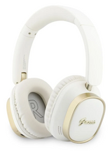 Guess Rectangle Metal Script Logo ENC On Ear Wireless Headphone White - GUBHV28HGCSME