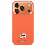 Karl Lagerfeld Karl & Choupette Head Pins Saffiano Case with MagSafe for iPhone 17 Pro 6.3" Orange - KLHMP17L6PFKCLO