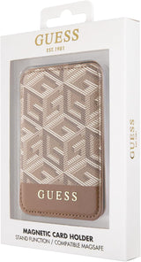 Guess Gcube Stripe Wallet Card Slot Stand Case with MagSafe Brown - GUWMSHGCFSEW