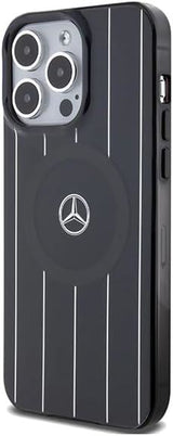 Mercedes Benz Double Layer Crossed Line Case with MagSafe for iphone 15 Pro Max 6.7" Black - MEHMP15X23HRSK
