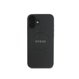 Guess Grained Gold Ring Case with MagSafe for iPhone 16 6.1" Black - GUHMP16SPGHSMMK