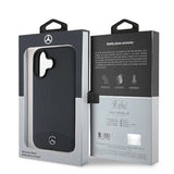 Mercedes Hard Textured and Plain Smooth Leather Case with MagSafe for iPhone 16 6.1" Black  - MEHMP16S23RBARK