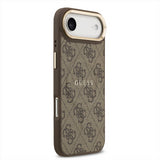 Guess PU Leather 4G Gold Frame Case with MagSafe for iPhone 17 Air 6.5" Brown - GUHMP17MP4MSEGCW