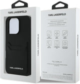Karl Lagerfeld HC Grained PU Cardslot Metal Elong Case for iPhone 16 Pro Max 6.9" Black - KLHCP16XPKHPORPK