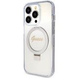 Guess Script Glitter Hard Case with MagSafe Ring Stand for iPhone 15 Pro 6.1" Clear - GUHMP15LHRSGSD
