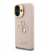 Guess PU Grained 4G Logo Stand Camera Frame Case for iPhone 16 6.1" Pink - GUHCP16SPCS4GSP