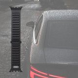 Audi Logo Genuine Leather Magnetic strap for Apple Watch 44/45/46/49mm Black - AU-GL-AW44-49-GT/D2-BK