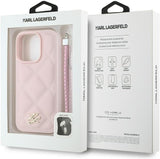 Karl Lagerfeld Quilted Initial Logo with Chain Strap Case for iPhone 16 Pro Max 6.9" Pink - KLHCP16XPSQSKLSMSP