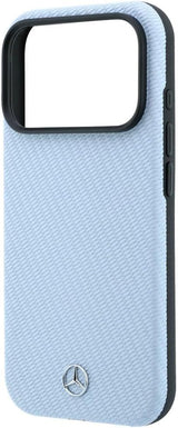 Mercedes Leather Semi Wrap Wood Effect Case with MagSafe for iPhone 17/18 Pro 6.3" Blue - MEHMP18L25PFWWPB