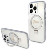 Guess Script Glitter Hard Case with MagSafe Ring Stand for iPhone 15 Pro 6.1" Clear - GUHMP15LHRSGSD