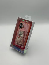 Nimmy White Cat Magnetic Combo Case with Detachable MagSafe Card Holder Stand for iPhone 17 6.3" Pink - N-CXMC-KTZH-IP17-04