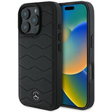 Mercedes MB Waves Leather Case for iPhone 16 Pro 6.3" Black - MEHCP16L23RWRSK