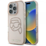 Karl Lagerfeld IML Rhinestones Karl Head Case for iPhone 16 Pro 6.3" Pink- KLHCP16LHKHDCELP
