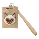 Nimmy Big Eye Cute Pet Siamese Cat Face Card Sleeve Holder Brown - N-XDY-KT-026