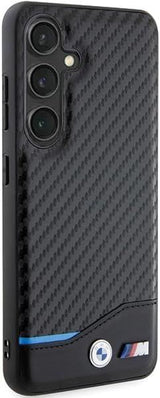 BMW Genuine Leather Carbon Case for Samsung Galaxy S24 6.2" Black - BMHCS24S22NBCK