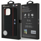 BMW M Series Silicone Hexagon Red Line Case with MagSafe for iPhone 16 Pro Max 6.9" Black - BMHMP16X23SHER