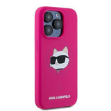 Karl Lagerfeld Choupette Head Silicone Case with MagSafe Case for iPhone 15 Pro Max 6.7" Pink - KLHMP15XSCHPPLF