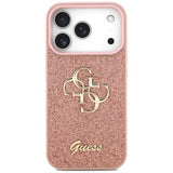 Guess PU Fixed Glitter Big 4G Metal Logo Case for iPhone 17 Pro 6.3" Pink - GUHCP17LHG4SGP