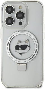 Karl Lagerfeld Choupette Head with MagSafe & Ring Stand for iphone 15 Pro Max 6.7" Transparent - KLHMP15XHMRSCHH