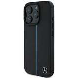 Mercedes MB Blue Line Leather Case with MagSafe for iPhone 16 Pro 6.3" Black - MEHMP16L23RURBK