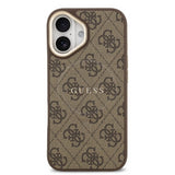Guess PU Leather 4G Gold Frame Case with MagSafe for iPhone 17 6.3" Brown - GUHMP17SP4MSEGCW