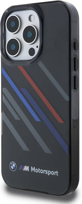BMW Motorsport IML Random Stripes Case for iPhone 16 Pro Max 6.9" Black - BMHCP16X23HTRAK