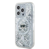 Karl Lagerfeld Liquid Glitter Karl Head Case with MagSafe for iPhone 15 Pro Max 6.7" Clear - KLHMP15XLGKISGH