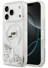 Karl Lagerfeld Liquid Glitter Karl & Choupette Heads Case with MagSafe for iPhone 17/18 Pro 6.3" Clear - KLHMP18LLGKCSGH
