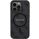 Guess 4G Collection Leather Metal Logo with MagSafe Hard Case for iphone 15 Pro 6.1" Black - GUHMP15LG4GFRK