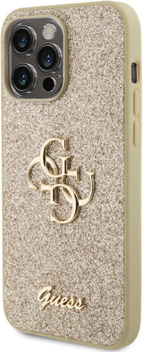 Guess Glitter Script Big 4G Case for iphone 15 Pro Max 6.7" Gold - GUHCP15XHG4SGD
