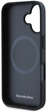Mercedes MB Blue Line Leather Case with MagSafe for iPhone 16 6.1" Black - MEHMP16S23RURBK
