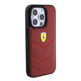 Ferrari Hard Case Leather Stitched Line for iphone 15 Pro 6.1" Red - FEHCP15LRDUR